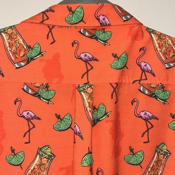 Captain Morgan Rum Flamingo Shinesty Short Sleeve Button Down Shirt Size Large - Picture 10 of 11